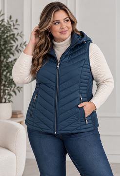 Picture of QUILTED SLEEVELESS VEST - REMOVABLE HOOD & ELASTICATED SIDES